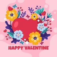 een bloemrijk hartgevoel op Valentijnsdag vector