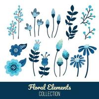 blauw bloemen elementen verzameling vector