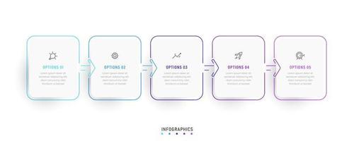 vector infographic labelontwerpsjabloon met pictogrammen en 5 opties of stappen. kan worden gebruikt voor procesdiagram, presentaties, workflowlay-out, banner, stroomschema, infografiek.