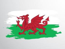 Wales vector vlag geschilderd met een borstel