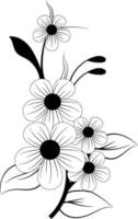zwarte en witte bloem vector