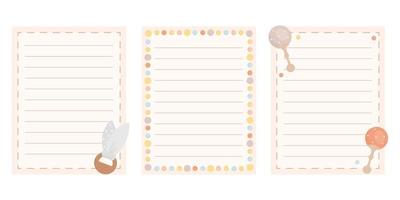 baby plakboek set. vector scrapbooken. decoratief elementen. baby notities. sjabloon. vector illustratie