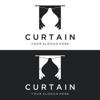 creatief luxe gordijn of gordijn logo sjabloon ontwerp voor theater, thuis, hotel en appartement. vector