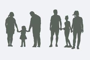 familie silhouetten, gelukkig familie silhouet vector