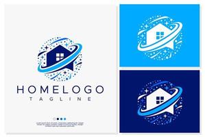 huis ruimte logo ontwerp. planeet huis logo sjabloon. vector