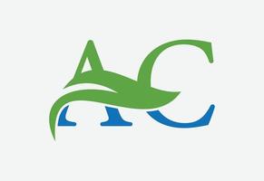 eerste ac brief logo ontwerp, vector ontwerp concept