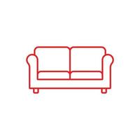 eps10 rood vector lijn kunst sofa abstract icoon of logo geïsoleerd Aan wit achtergrond. leven kamer meubilair schets symbool in een gemakkelijk vlak modieus modern stijl voor uw website ontwerp, en mobiel app