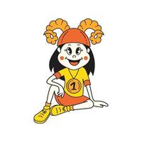 groovy Ram meisje in retro tekenfilm stijl vector