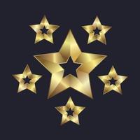 zes sterren Aan donker achtergrond, 6 premie ster toetsen, opties, prijs, niveaus ontwerp. en premie donker niveau met goud kleur knop, vector illustratie