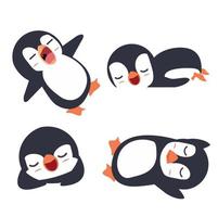 pinguïns slapen cartoon set vector