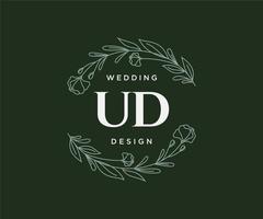 ud initialen brief bruiloft monogram logos verzameling, hand- getrokken modern minimalistisch en bloemen Sjablonen voor uitnodiging kaarten, opslaan de datum, elegant identiteit voor restaurant, boetiek, cafe in vector