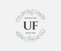 uf initialen brief bruiloft monogram logos verzameling, hand- getrokken modern minimalistisch en bloemen Sjablonen voor uitnodiging kaarten, opslaan de datum, elegant identiteit voor restaurant, boetiek, cafe in vector