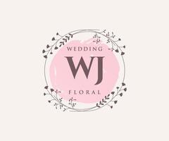 wj initialen brief bruiloft monogram logos sjabloon, hand- getrokken modern minimalistisch en bloemen Sjablonen voor uitnodiging kaarten, opslaan de datum, elegant identiteit. vector