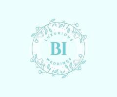 bi initialen brief bruiloft monogram logos sjabloon, hand- getrokken modern minimalistisch en bloemen Sjablonen voor uitnodiging kaarten, opslaan de datum, elegant identiteit. vector