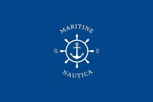 marinier retro emblemen logo met anker, anker logo - vector