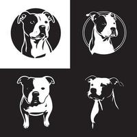 stier terriër hond hoofd logo vector set, hond gezicht logo geïsoleerd Aan zwart achtergrond. hond logo, icoon illustratie. dier huisdier logo vector.