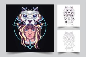 meisjes wolf illustraties illustratie vector