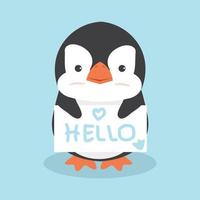 schattige pinguïn bedrijf teken vector