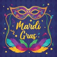 geïsoleerd Venetiaanse masker met gekleurde veren mardi gras poster vector