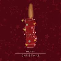 rood kaars met lint vrolijk Kerstmis kaart vector
