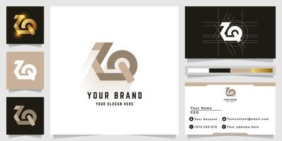 brief zq of zr monogram logo met bedrijf kaart ontwerp vector