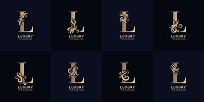 verzameling brief l logo met luxe ornament ontwerp vector