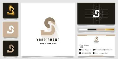 brief s of js monogram logo met bedrijf kaart ontwerp vector