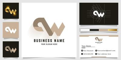 brief qw of cw monogram logo met bedrijf kaart ontwerp vector