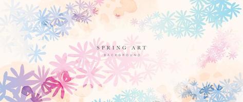 abstract voorjaar bloemen kunst achtergrond vector illustratie. waterverf hand- geschilderd botanisch bloem, bladeren en natuur achtergrond. ontwerp voor behang, poster, banier, kaart, afdrukken, web en verpakking.