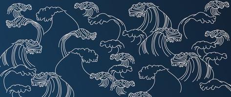 traditioneel Japans Golf patroon vector. abstract hand- getrokken lijn kunst oosters oceaan Golf stijl element achtergrond. kunst ontwerp illustratie voor afdrukken, kleding stof, poster, huis decoratie en behang. vector