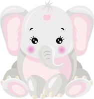 weinig baby meisje olifant geïsoleerd vector