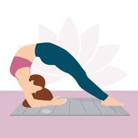 jong vrouw aan het doen yoga houding, yoga asana, yoga beoefenen, jong vrouw aan het doen fitheid, dansen meisjes, slank meisjes, meisje beoefenen sport vector