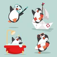 set van grappige pinguïns cartoon arctic vector