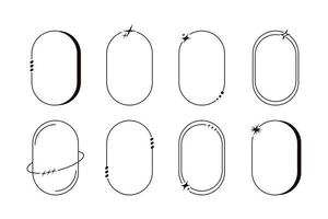 y2k esthetisch lijn kader vector set. modieus minimalistische lineair ovaal vormig elementen met sterren, blings. minimaal stijl boho grenzen. meetkundig ontwerp voor logo, insigne, sociaal media