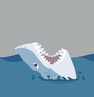 witte haai open mond in de zee vector