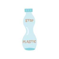 plastic fles met opschrift hou op plastic. vector