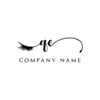 eerste qe logo handschrift schoonheid salon mode modern luxe brief vector