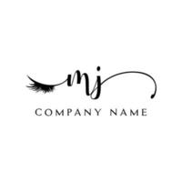 eerste mj logo handschrift schoonheid salon mode modern luxe brief vector