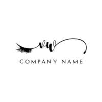 eerste vw logo handschrift schoonheid salon mode modern luxe brief vector