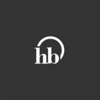 hb eerste monogram logo met creatief cirkel lijn ontwerp vector