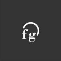 fg eerste monogram logo met creatief cirkel lijn ontwerp vector
