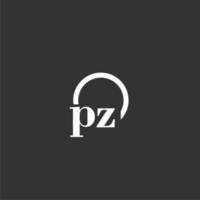 pz eerste monogram logo met creatief cirkel lijn ontwerp vector