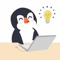 schattige pinguïn met notebook vector