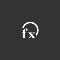 fx eerste monogram logo met creatief cirkel lijn ontwerp vector
