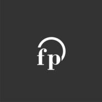 fp eerste monogram logo met creatief cirkel lijn ontwerp vector