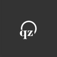 qz eerste monogram logo met creatief cirkel lijn ontwerp vector