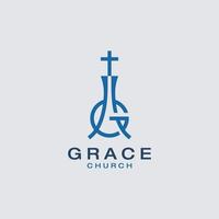 brief g genade en kerk logo vector icoon illustratie