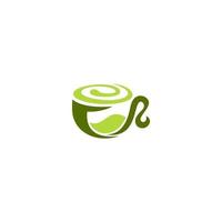 groen koffie logo ontwerp, koffie kop logo vector