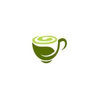 groen koffie logo ontwerp, koffie kop logo vector