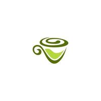 groen koffie logo ontwerp, koffie kop logo vector